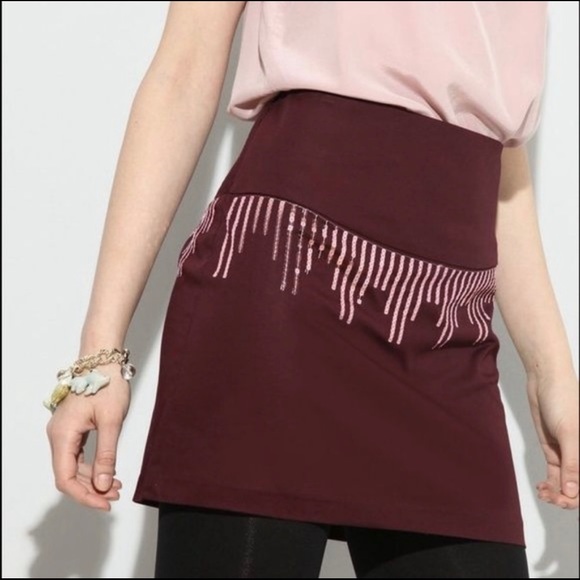 Free People Sequins Stretch Mini A-Line Skirt - Picture 4 of 4